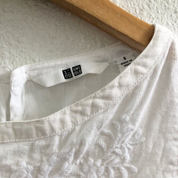 UNIQLO Embroidered Short Sleeves Blouse Size Large - Picture 6 of 10